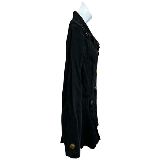 MURMUR Black Coat Sz S Dark Academia Skirted Fit Whimsy Goth Gold Buttons - Picture 4 of 8